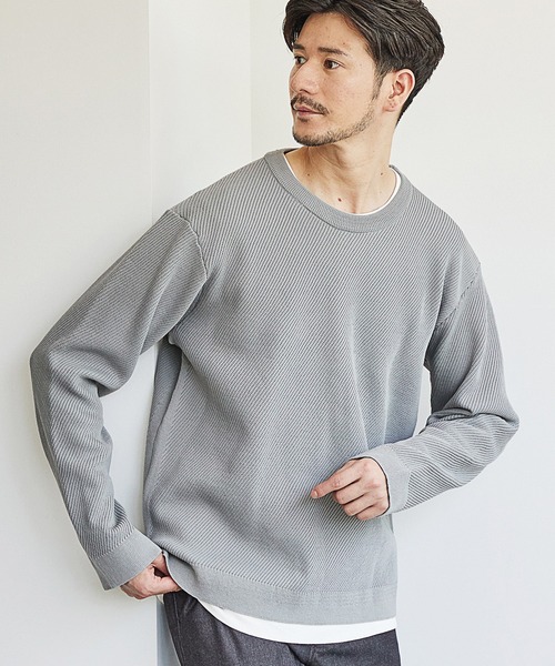 UNION STATION（ユニオンステーション）の「12Gアンサンブルクルーネックニット/セットアイテム/マシンウォッシャブル（ニット/セーター・メンズ・ベージュ/グレー/ネイビー/カーキ・M/LL/L）」の2枚目の写真