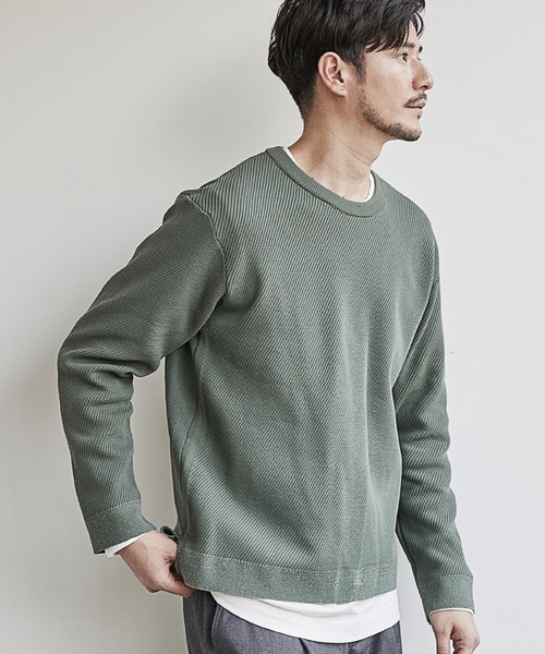 UNION STATION（ユニオンステーション）の「12Gアンサンブルクルーネックニット/セットアイテム/マシンウォッシャブル（ニット/セーター・メンズ・ベージュ/グレー/ネイビー/カーキ・M/LL/L）」の3枚目の写真