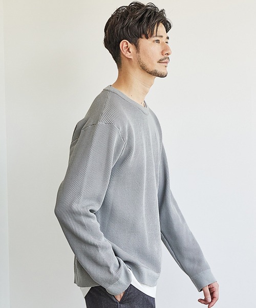 UNION STATION（ユニオンステーション）の「12Gアンサンブルクルーネックニット/セットアイテム/マシンウォッシャブル（ニット/セーター・メンズ・ベージュ/グレー/ネイビー/カーキ・M/LL/L）」の7枚目の写真