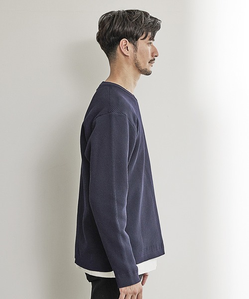 UNION STATION（ユニオンステーション）の「12Gアンサンブルクルーネックニット/セットアイテム/マシンウォッシャブル（ニット/セーター・メンズ・ベージュ/グレー/ネイビー/カーキ・M/LL/L）」の11枚目の写真