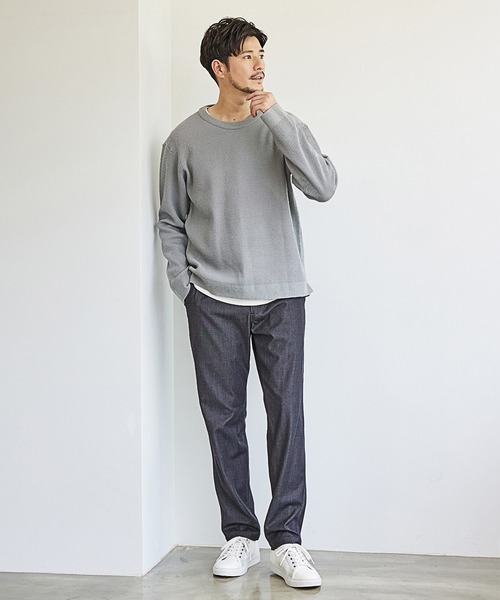 UNION STATION（ユニオンステーション）の「12Gアンサンブルクルーネックニット/セットアイテム/マシンウォッシャブル（ニット/セーター・メンズ・ベージュ/グレー/ネイビー/カーキ・M/LL/L）」の16枚目の写真