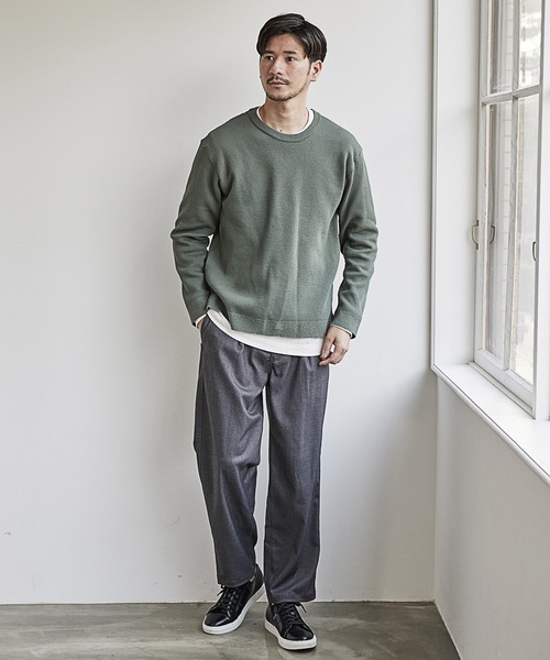 UNION STATION（ユニオンステーション）の「12Gアンサンブルクルーネックニット/セットアイテム/マシンウォッシャブル（ニット/セーター・メンズ・ベージュ/グレー/ネイビー/カーキ・M/LL/L）」の18枚目の写真