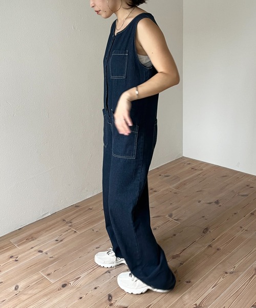 wee9s（ウィークス）の「buddy denim all in one / 365日いつでも相棒デニムオールインワン（サロペット/オーバーオール・レディース・ブルー・FREE）」の12枚目の写真