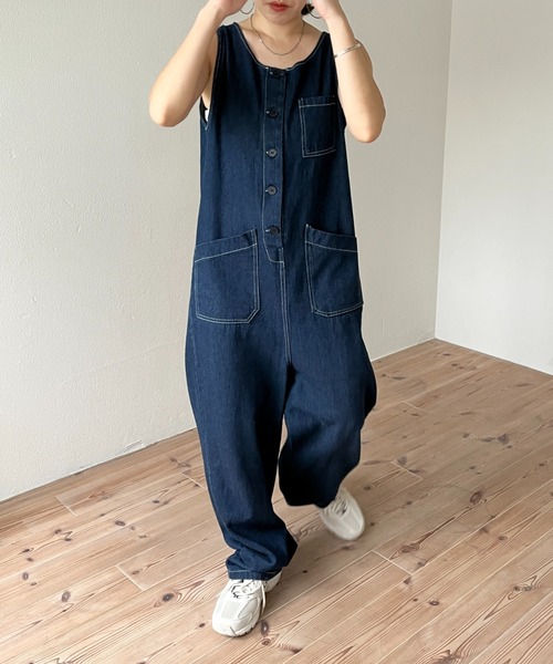 wee9s（ウィークス）の「buddy denim all in one / 365日いつでも相棒デニムオールインワン（サロペット/オーバーオール・レディース・ブルー・FREE）」の16枚目の写真