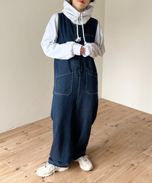 wee9s（ウィークス）の「buddy denim all in one / 365日いつでも相棒デニムオールインワン（サロペット/オーバーオール・レディース・ブルー・FREE）」の19枚目の写真