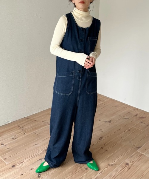 wee9s（ウィークス）の「buddy denim all in one / 365日いつでも相棒デニムオールインワン（サロペット/オーバーオール・レディース・ブルー・FREE）」の17枚目の写真