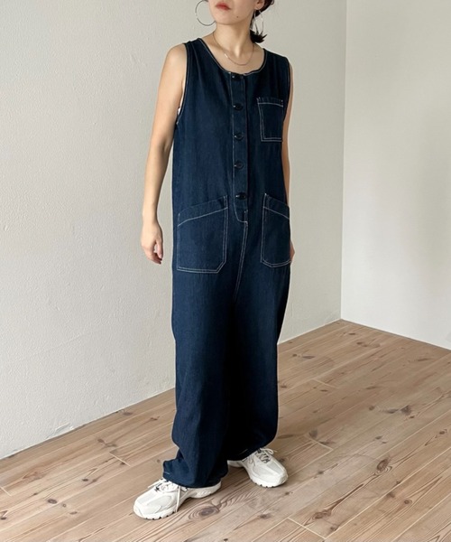 wee9s（ウィークス）の「buddy denim all in one / 365日いつでも相棒デニムオールインワン（サロペット/オーバーオール・レディース・ブルー・FREE）」の3枚目の写真