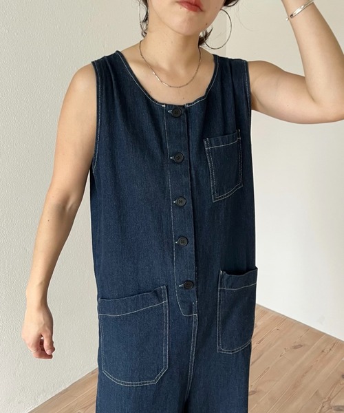 wee9s（ウィークス）の「buddy denim all in one / 365日いつでも相棒デニムオールインワン（サロペット/オーバーオール・レディース・ブルー・FREE）」の8枚目の写真