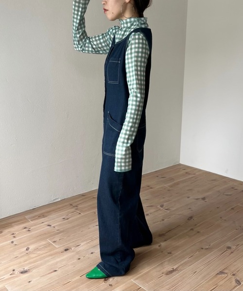 wee9s（ウィークス）の「buddy denim all in one / 365日いつでも相棒デニムオールインワン（サロペット/オーバーオール・レディース・ブルー・FREE）」の10枚目の写真