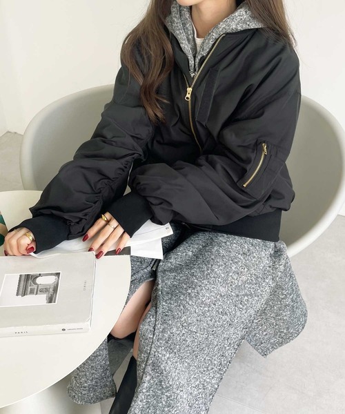 GeeRA(ジーラ)の「ビッグシルエットMA-1(MA-1・レディース・ブラック/サンドグレー・SMALL/MEDIUM/LARGE/X-LARGE)」の15枚目の写真