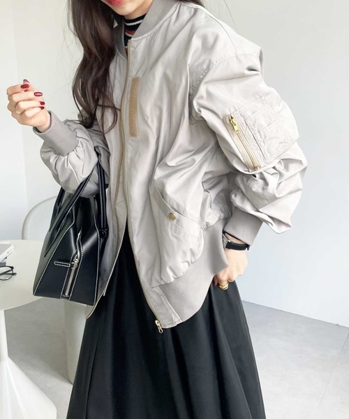 GeeRA(ジーラ)の「ビッグシルエットMA-1(MA-1・レディース・ブラック/サンドグレー・SMALL/MEDIUM/LARGE/X-LARGE)」の8枚目の写真