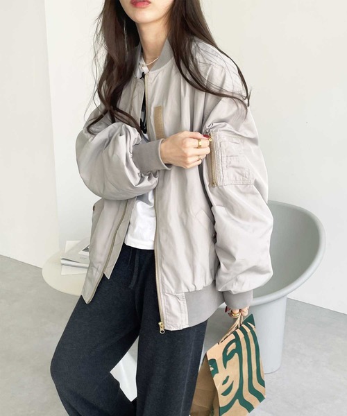 GeeRA(ジーラ)の「ビッグシルエットMA-1(MA-1・レディース・ブラック/サンドグレー・SMALL/MEDIUM/LARGE/X-LARGE)」の6枚目の写真