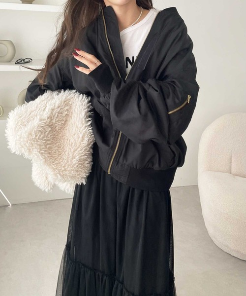 GeeRA(ジーラ)の「ビッグシルエットMA-1(MA-1・レディース・ブラック/サンドグレー・SMALL/MEDIUM/LARGE/X-LARGE)」の20枚目の写真