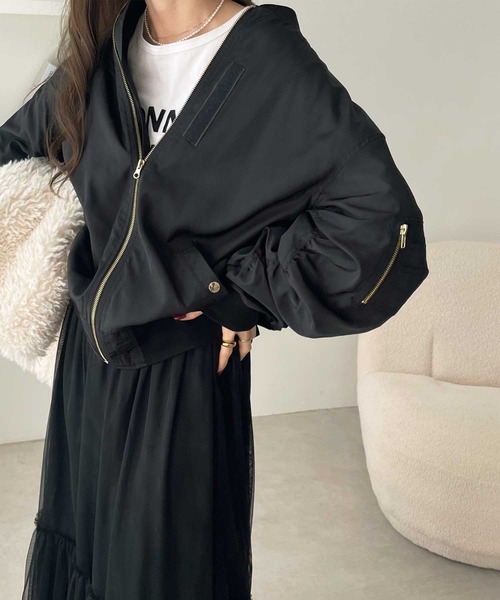 GeeRA(ジーラ)の「ビッグシルエットMA-1(MA-1・レディース・ブラック/サンドグレー・SMALL/MEDIUM/LARGE/X-LARGE)」の19枚目の写真