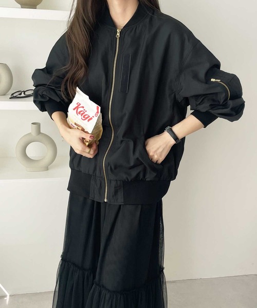 GeeRA(ジーラ)の「ビッグシルエットMA-1(MA-1・レディース・ブラック/サンドグレー・SMALL/MEDIUM/LARGE/X-LARGE)」の18枚目の写真