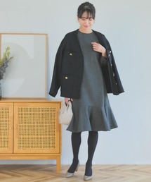 『40サイズ/高身長向けも展開』F by ROSSO ツイード裾フレアワンピース