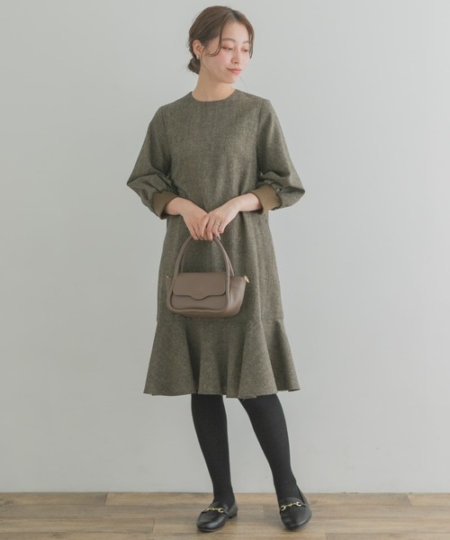 F by ROSSO（エフバイロッソ）の「『40サイズ/高身長向けも展開』F by ROSSO　ツイード裾フレアワンピース（ワンピース・レディース・チャコールグレー/ブラウン・40/38）」の17枚目の写真