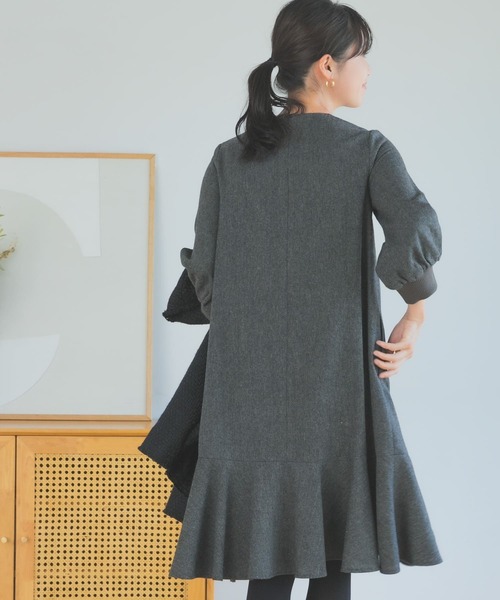 F by ROSSO（エフバイロッソ）の「『40サイズ/高身長向けも展開』F by ROSSO　ツイード裾フレアワンピース（ワンピース・レディース・チャコールグレー/ブラウン・40/38）」の11枚目の写真