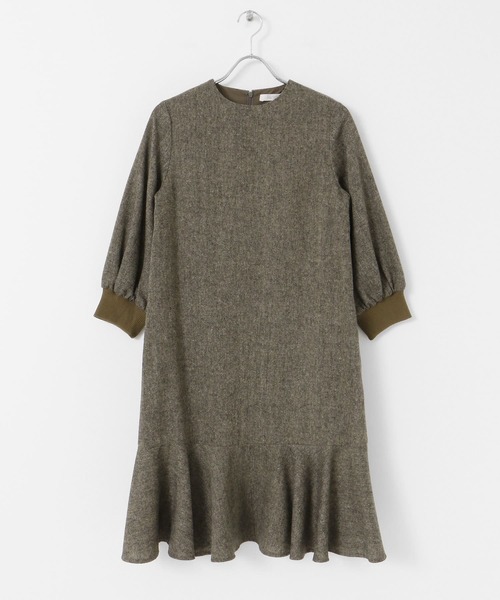 F by ROSSO（エフバイロッソ）の「『40サイズ/高身長向けも展開』F by ROSSO　ツイード裾フレアワンピース（ワンピース・レディース・チャコールグレー/ブラウン・40/38）」の7枚目の写真