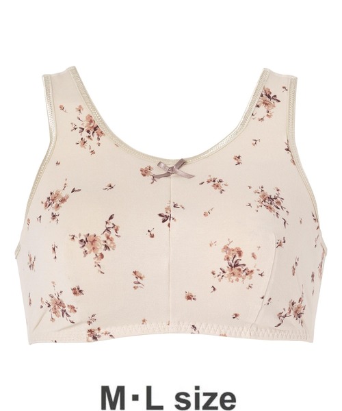 AMPHI（アンフィ）の「【ナイトアップブラ･眠っている間のバストをサポート】花柄プリント M･Lサイズ(ノンワイヤーナイト用ブラ)（ナイトブラ・レディース・チャコールグレー/ベージュ/ライトピンク/グレイッシュブルー/ライトイエロー/アイボリー/ローズ/バイオレット/クリアグリーン/ピンク/ホワイト/ライトブラウン・MEDIUM/LARGE）」の6枚目の写真