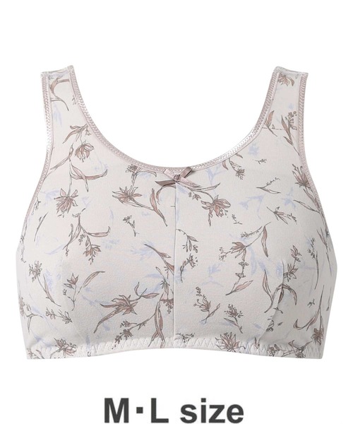 AMPHI（アンフィ）の「【ナイトアップブラ･眠っている間のバストをサポート】花柄プリント M･Lサイズ(ノンワイヤーナイト用ブラ)（ナイトブラ・レディース・チャコールグレー/ベージュ/ライトピンク/グレイッシュブルー/ライトイエロー/アイボリー/ローズ/バイオレット/クリアグリーン/ピンク/ホワイト/ライトブラウン・MEDIUM/LARGE）」の5枚目の写真