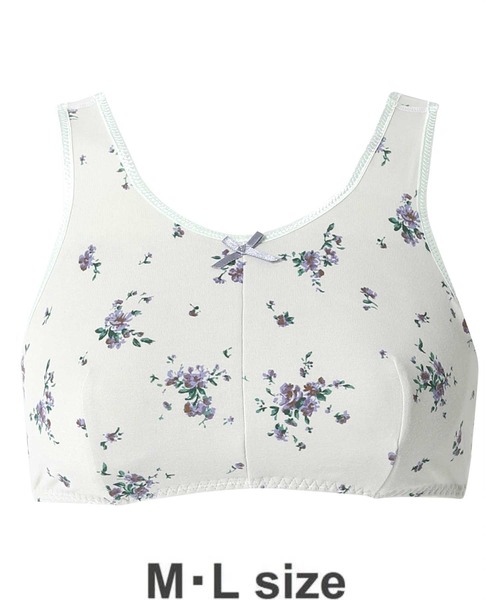 AMPHI（アンフィ）の「【ナイトアップブラ･眠っている間のバストをサポート】花柄プリント M･Lサイズ(ノンワイヤーナイト用ブラ)（ナイトブラ・レディース・チャコールグレー/ベージュ/ライトピンク/グレイッシュブルー/ライトイエロー/アイボリー/ローズ/バイオレット/クリアグリーン/ピンク/ホワイト/ライトブラウン・MEDIUM/LARGE）」の16枚目の写真