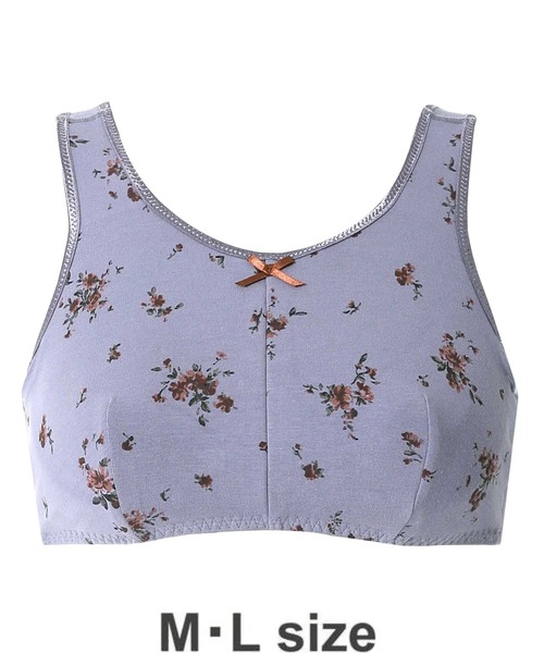 AMPHI（アンフィ）の「【ナイトアップブラ･眠っている間のバストをサポート】花柄プリント M･Lサイズ(ノンワイヤーナイト用ブラ)（ナイトブラ・レディース・チャコールグレー/ベージュ/ライトピンク/グレイッシュブルー/ライトイエロー/アイボリー/ローズ/バイオレット/クリアグリーン/ピンク/ホワイト/ライトブラウン・MEDIUM/LARGE）」の15枚目の写真