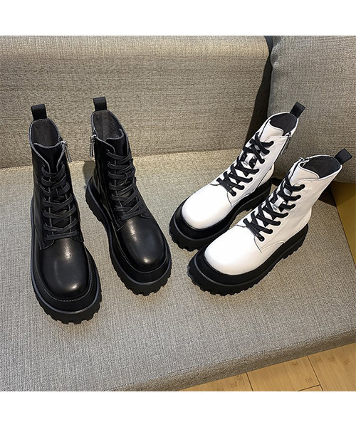 c.u.l（シーユーエル）の「PUレザー レースアップ厚底ブーツ culs33（ブーツ・レディース・ホワイト/ブラック・40/38/39/41/42/43/36/37）」の10枚目の写真