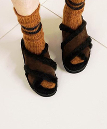 【Fracap /フラカップ】CROSS SANDALS WITH FUR