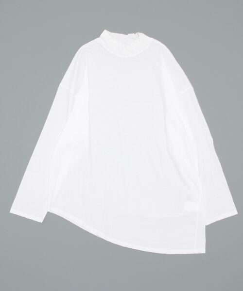 M/M ATTACHMENT(エムエムアタッチメント)の「【M/M ATTACHMENT】40/1フレスカハイゲージ天竺モックネックロングスリーブ(Tシャツ/カットソー・レディース・ホワイト/ブラウン・1)」の2枚目の写真
