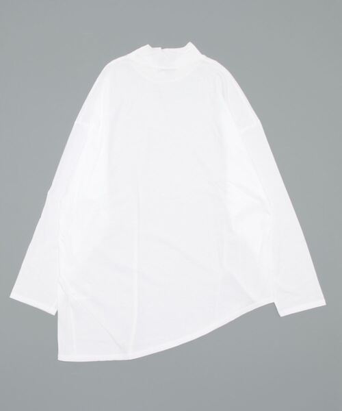 M/M ATTACHMENT(エムエムアタッチメント)の「【M/M ATTACHMENT】40/1フレスカハイゲージ天竺モックネックロングスリーブ(Tシャツ/カットソー・レディース・ホワイト/ブラウン・1)」の3枚目の写真
