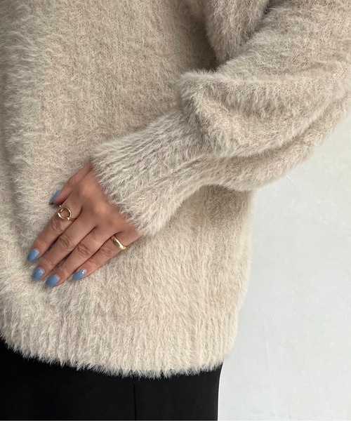 prose verse(プロズヴェール)の「パールボタン2WAYシャギーニットカーデ(カーディガン/ボレロ・レディース・グレイッシュベージュ/チャコールグレー/ピンク/ネイビー/イエロー・フリ-)」の15枚目の写真