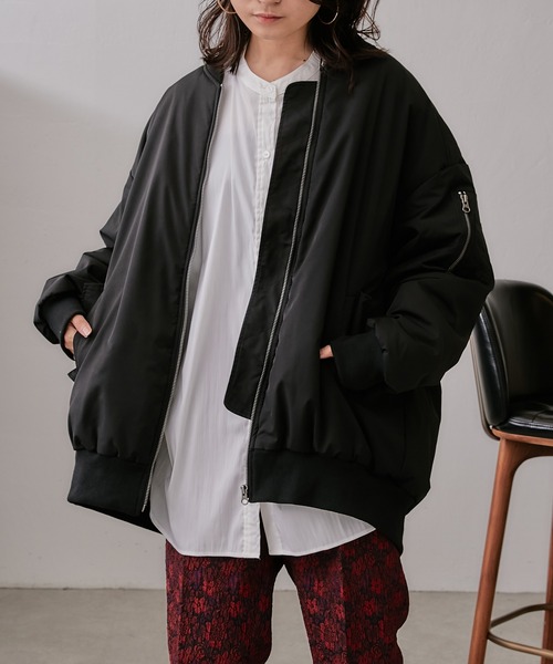 Lui's（ルイス）の「BIG MA-1（MA-1・レディース・ブラック/カーキ・FREE）」の4枚目の写真