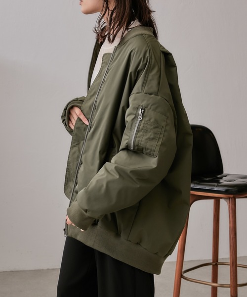 Lui's（ルイス）の「BIG MA-1（MA-1・レディース・ブラック/カーキ・FREE）」の10枚目の写真