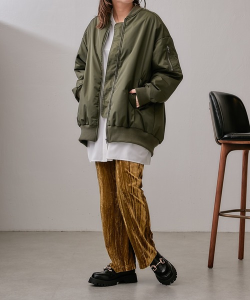 Lui's（ルイス）の「BIG MA-1（MA-1・レディース・ブラック/カーキ・FREE）」の15枚目の写真