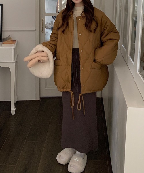 裏ボアオーバーサイズキルティングジャケット（ダウンジャケット