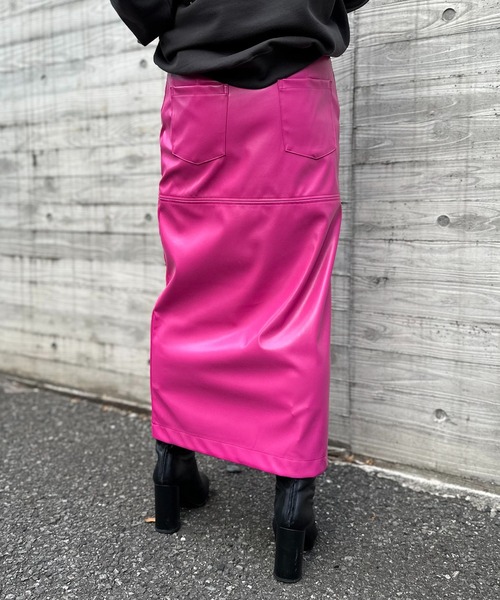 【極美品】Y's PINK レザースカート　本革　ブラック 極美品】Y's PINK レザースカート 本革 ブラック ラム革 レザー