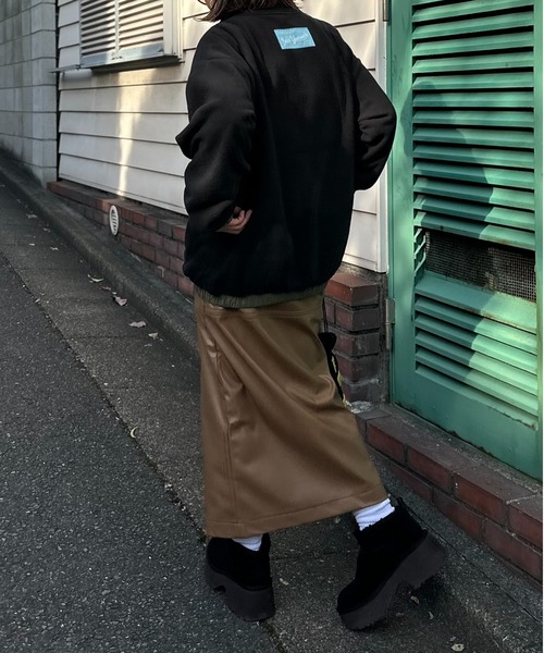 セール】フェイクレザーフロントZIPスカート（スカート）｜mi via loca