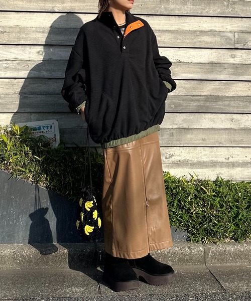 セール】フェイクレザーフロントZIPスカート（スカート）｜mi via loca