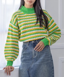 clear | マルチボーダーハイネックニットトップス ≪2022AW新作≫(ニット/セーター)