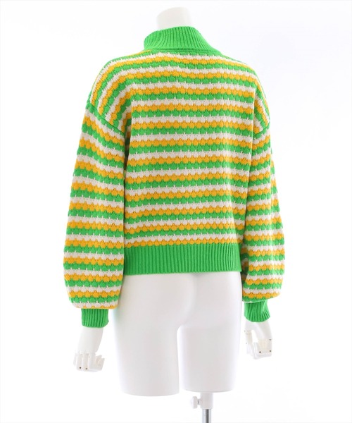 clear（クリア）の「マルチボーダーハイネックニットトップス（ニット/セーター・レディース・ブラック/ブルー/グリーン・F）」の6枚目の写真