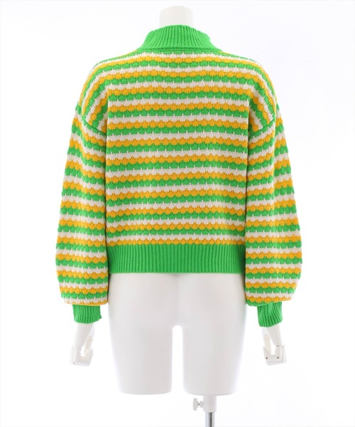 clear（クリア）の「マルチボーダーハイネックニットトップス（ニット/セーター・レディース・ブラック/ブルー/グリーン・F）」の7枚目の写真