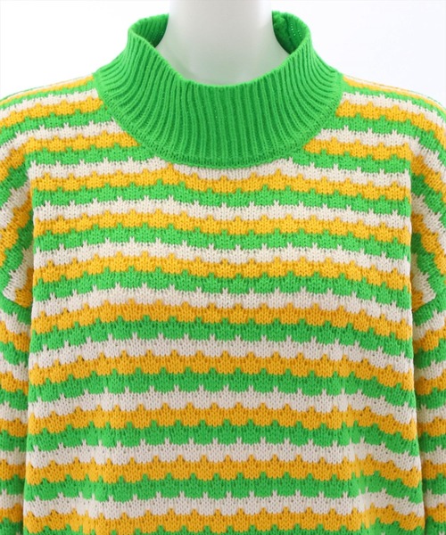 clear（クリア）の「マルチボーダーハイネックニットトップス（ニット/セーター・レディース・ブラック/ブルー/グリーン・F）」の8枚目の写真