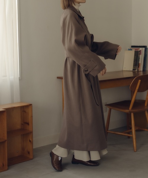 fupel（フぺル）の「2WAYステンカラーロングコート（ステンカラーコート・レディース・アイボリー/ブラック/モカ・SMALL/MEDIUM）」の21枚目の写真