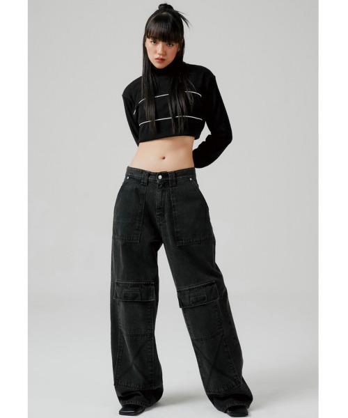 ESC STUDIO（イーエスシースタジオ）の「【ESC STUDIO/イーエスシースタジオ】cargo pocket danim pants / カーゴパンツ デニムパンツ ワイドパンツ ジーンズ ポケットパンツ ワイドデニム ブルーデニム ブラックデニム（デニムパンツ・メンズ・ブルー/ブラック・1/2）」の2枚目の写真
