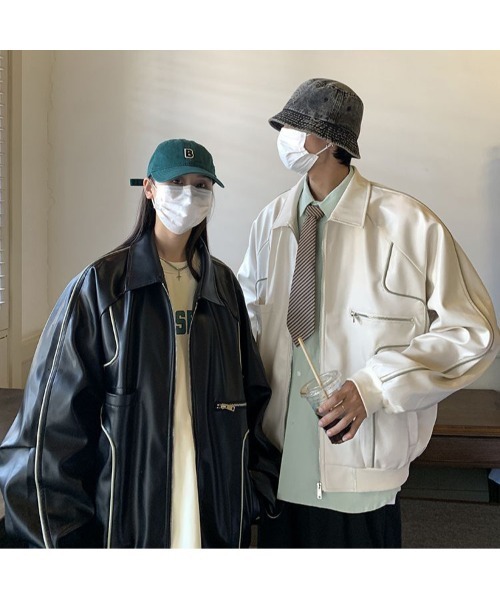 DEVICE（デバイス）の「オーバーサイズ フェイクレザー ブルゾン