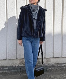 針抜きフェイクファーレギュラーカラーブルゾン