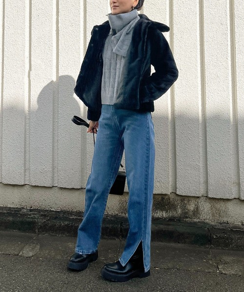 Jewelobe（ジュエローブ）の「針抜きフェイクファーレギュラーカラーブルゾン（ブルゾン・レディース・オフホワイト/ベージュ/ブラック・FREE）」の10枚目の写真