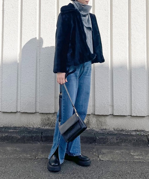 Jewelobe（ジュエローブ）の「針抜きフェイクファーレギュラーカラーブルゾン（ブルゾン・レディース・オフホワイト/ベージュ/ブラック・FREE）」の11枚目の写真