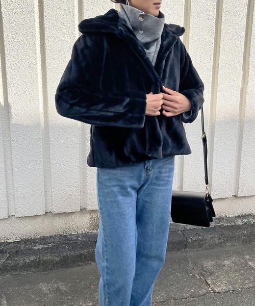 Jewelobe（ジュエローブ）の「針抜きフェイクファーレギュラーカラーブルゾン（ブルゾン・レディース・オフホワイト/ベージュ/ブラック・FREE）」の14枚目の写真